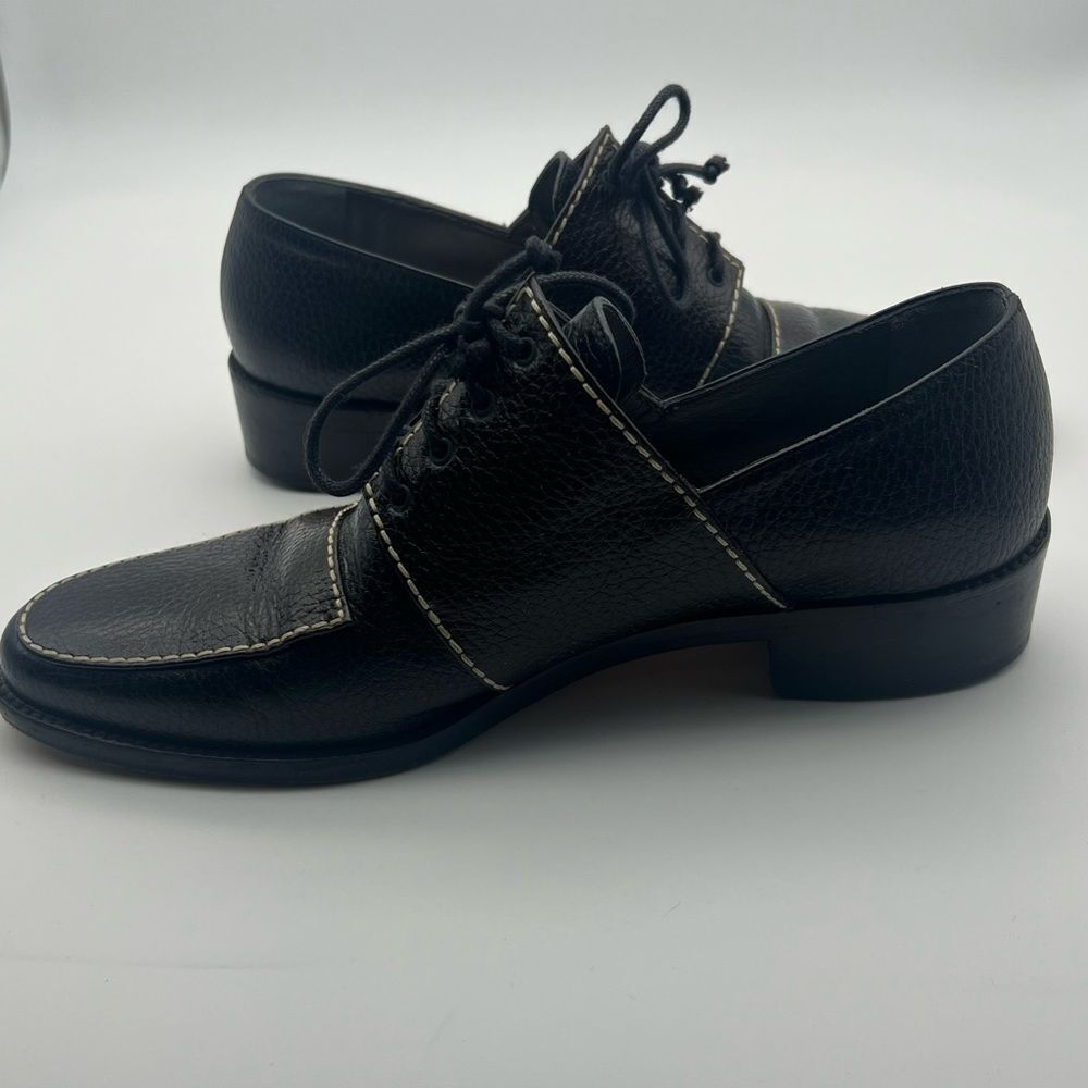 Walter Steiger Dark Brown with cream stitching Vintage Lace Up Loafers size 8 - Picture 9 of 11
